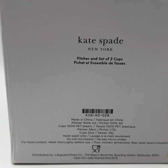 Kate Spade Lemon Pitcher + 2 Cups NIB - Picture 2 of 10